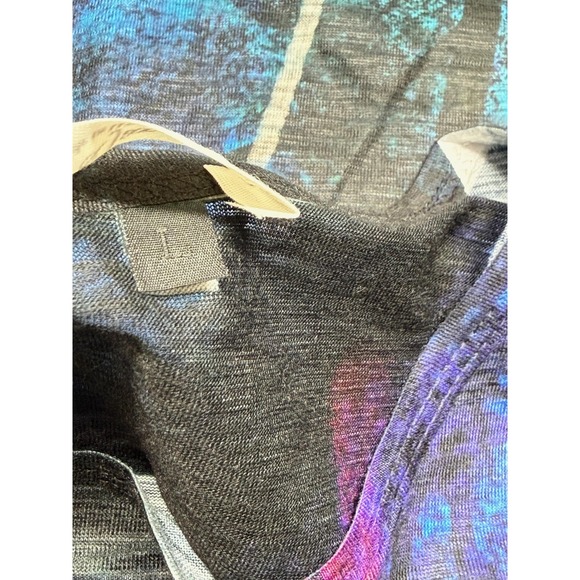 Jess & Jane Top Womens Large Blue Abstract Tunic Sheer Boho Art Stretch Colorful - Picture 7 of 10